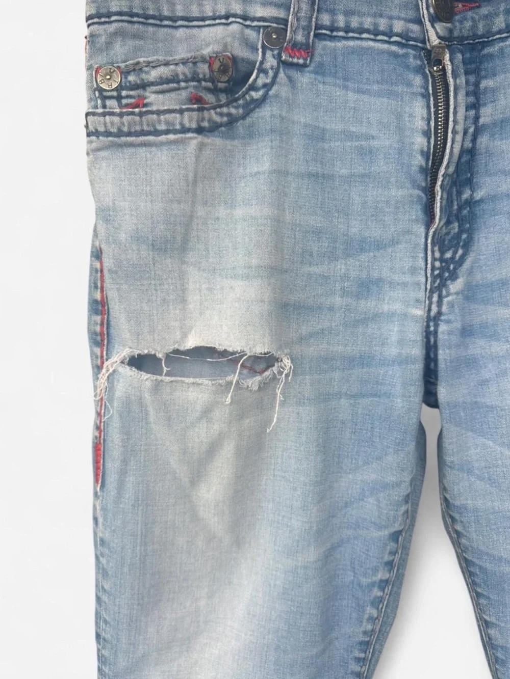 True Religion Light Blue Jeans with Red Trim